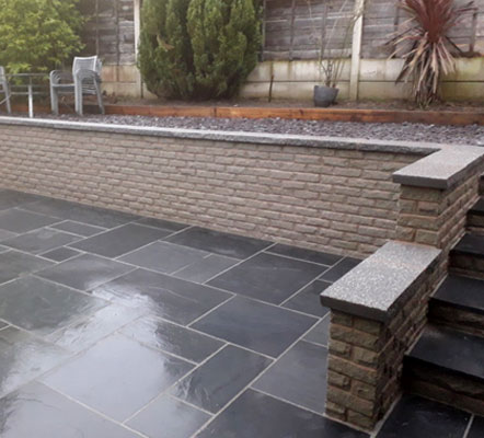 Slate Patio - Slate Steps - Decorative Brick Wall